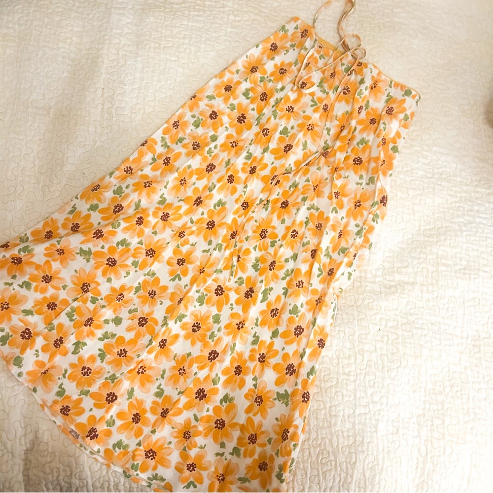 Urban Outfitters Yellow Floral Midi Skirt